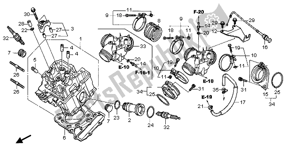 All parts for the Front Cylinder Head of the Honda VTX 1300S 2007