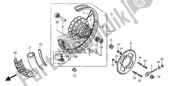 All parts for the Rear Wheel of the Honda CRF 125F SW 2014