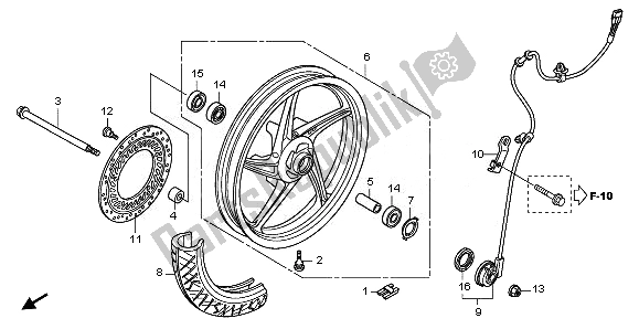 All parts for the Front Wheel of the Honda CBR 125 RW 2011