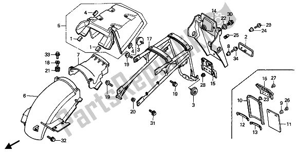 All parts for the Rear Fender of the Honda XRV 750 Africa Twin 1992