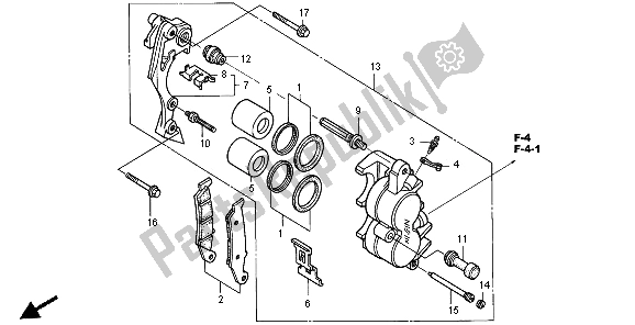 All parts for the Front Brake Caliper of the Honda XR 250R 1996