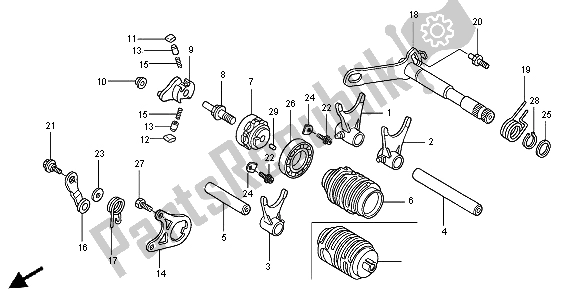 All parts for the Gear Shift Drum of the Honda CRF 450R 2004