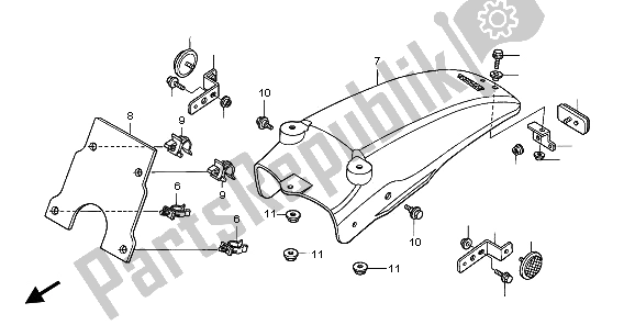 All parts for the Rear Fender of the Honda XR 70R 2000