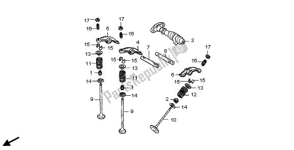 All parts for the Camshaft & Valve (rear) of the Honda VT 750 SA 2010