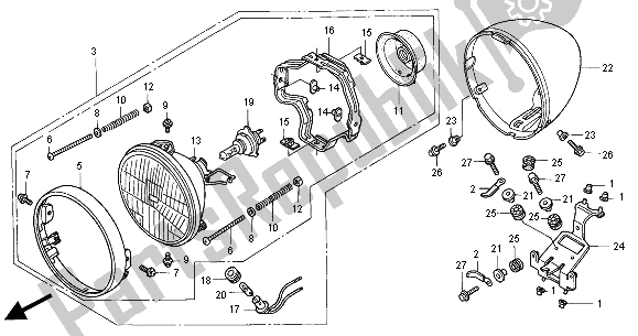 All parts for the Headlight (eu) of the Honda VT 750C 2000