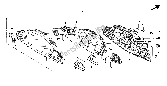 All parts for the Meter (kmh) of the Honda ST 1300 2002