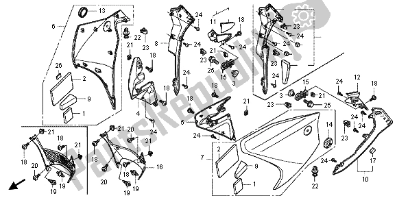 Alle onderdelen voor de Middelste Kap van de Honda VFR 1200F 2012