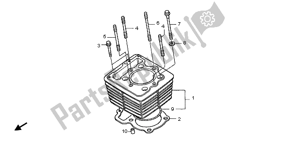 All parts for the Cylinder of the Honda XR 400R 2002