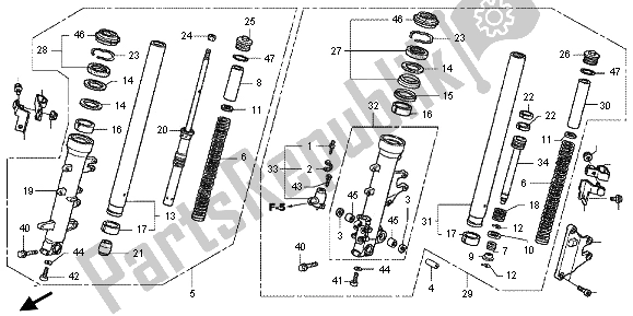 Todas as partes de Garfo Dianteiro do Honda GL 1800 2013