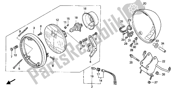 All parts for the Headlight (uk) of the Honda VF 750C 1994