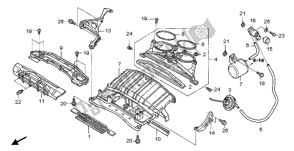 Alle onderdelen voor de Luchtinlaatkanaal En Magneetventiel van de Honda CBR 1000 RR 2007