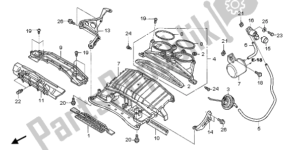 All parts for the Air Intake Duct & Solenoid Valve of the Honda CBR 1000 RR 2007