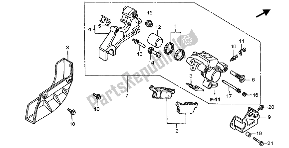 All parts for the Rear Brake Caliper of the Honda XR 400R 2002