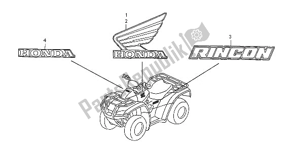 Todas as partes de Marca do Honda TRX 650 FA Fourtrax Rincon 2005