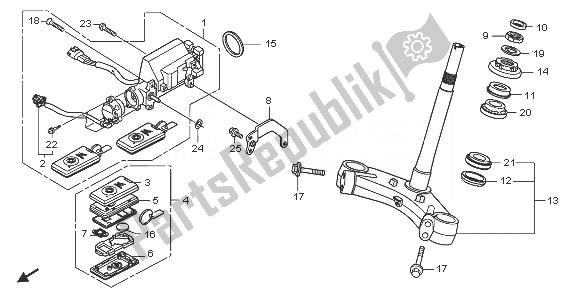 All parts for the Steering Stem of the Honda NSS 250S 2008