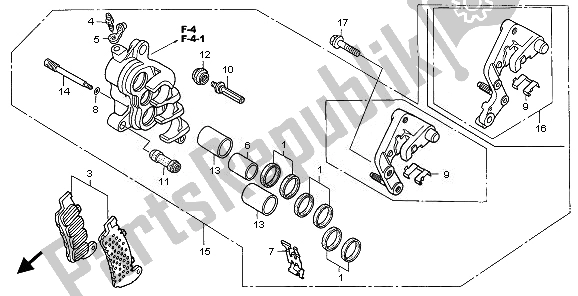 All parts for the R. Front Brake Caliper of the Honda NT 700 VA 2010