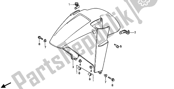 All parts for the Front Fender of the Honda CBR 600F 1987