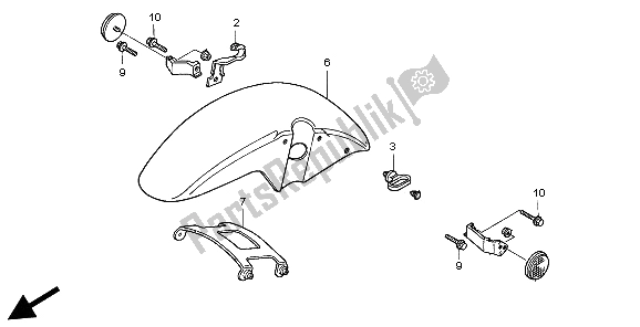 All parts for the Front Fender of the Honda CB 500 1999