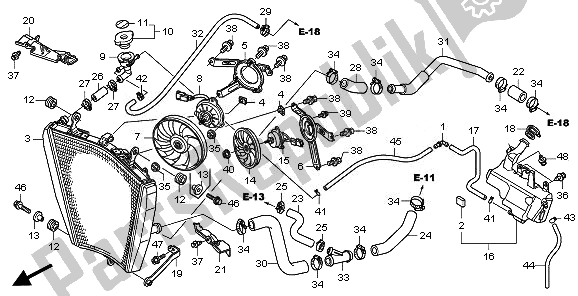 Alle onderdelen voor de Radiator van de Honda CBR 1000 RA 2011