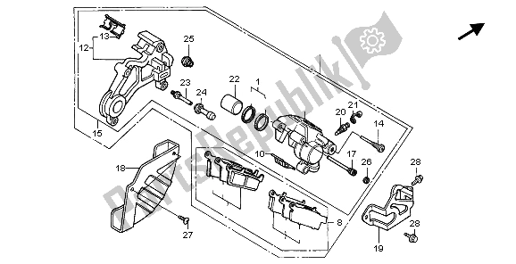 Todas las partes para Pinza De Freno Trasero de Honda CR 125R 1996