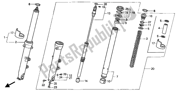 All parts for the Front Fork of the Honda CBR 600F 1994