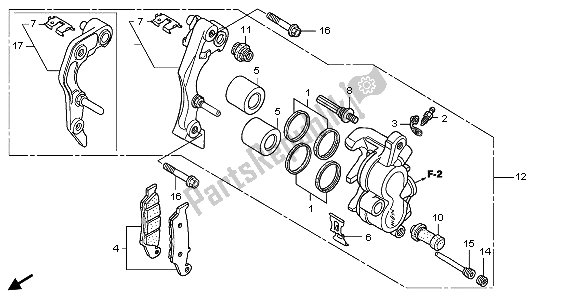 All parts for the Front Brake Caliper of the Honda CRF 450R 2006