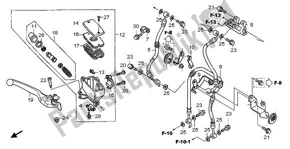 All parts for the Fr. Brake Master Cylinder of the Honda NT 700V 2008