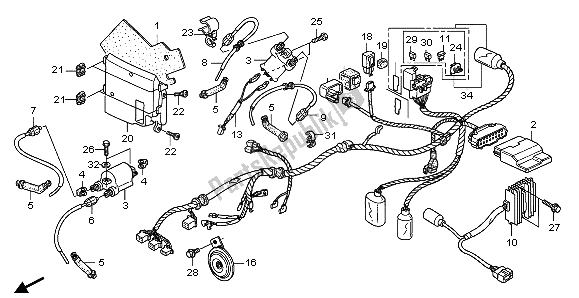 All parts for the Wire Harness of the Honda VTX 1300S 2007