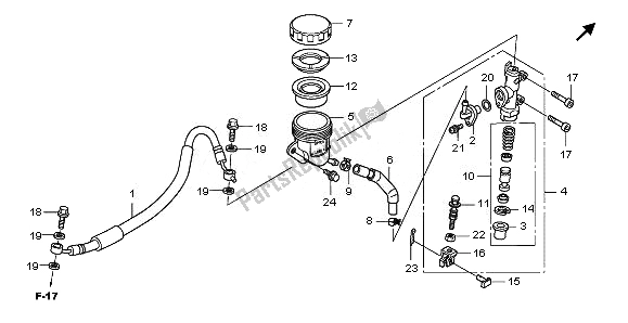 All parts for the Rear Brake Master Cylinder of the Honda CBF 1000F 2011