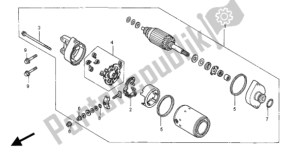 All parts for the Starting Motor of the Honda VTR 1000F 2000