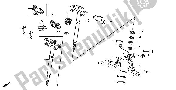 All parts for the Steering Shaft of the Honda TRX 500 FA Fourtrax Foreman 2003