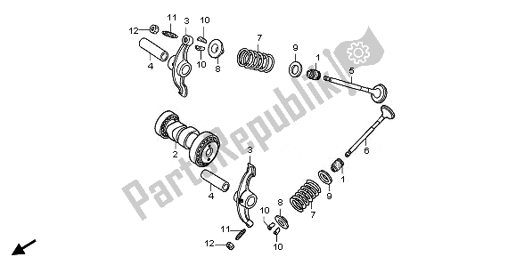 Todas as partes de árvore De Cames E Válvula do Honda CRF 50F 2008