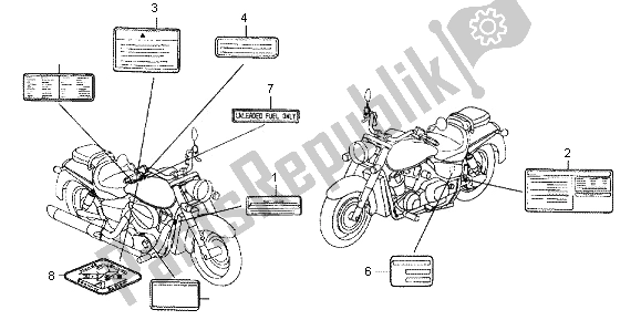 All parts for the Caution Label of the Honda VT 750 CA 2006