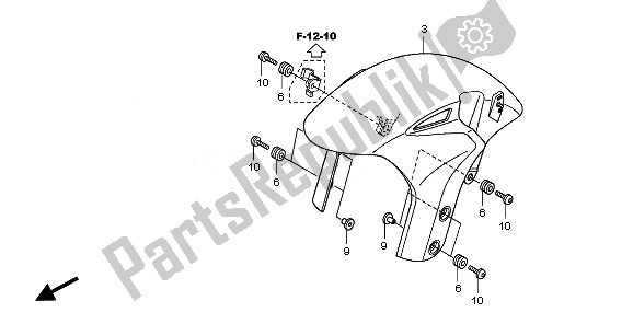 Tutte le parti per il Parafango Anteriore del Honda VFR 1200F 2011