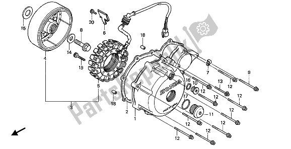 All parts for the Left Crankcase Cover & Generator of the Honda XL 600V Transalp 1990