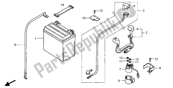 All parts for the Battery of the Honda TRX 400 FA 2007