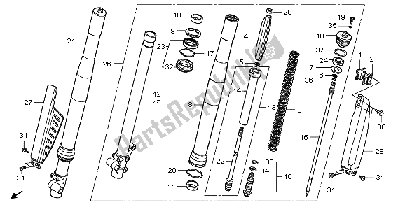 Alle onderdelen voor de Voorvork van de Honda CRF 150 RB LW 2009