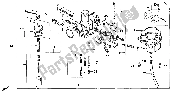 All parts for the Carburetor of the Honda CA 125 1996