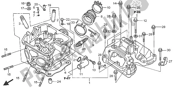 Alle onderdelen voor de Cilinderkop van de Honda XR 650R 2005