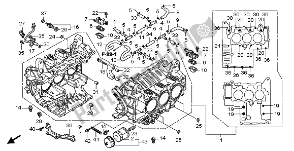 All parts for the Cylinder Block of the Honda GL 1800 2008