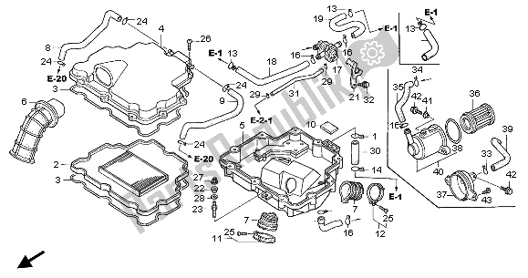 All parts for the Air Cleaner of the Honda NT 650V 2003