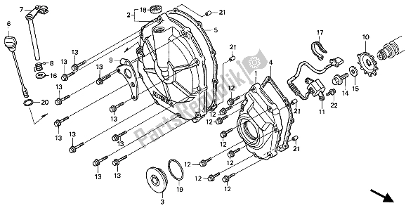 All parts for the Right Crankcase Cover of the Honda CBR 600F 1994