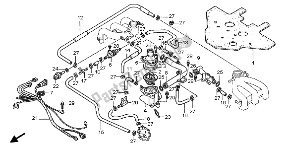 Todas las partes para Tubería De Agua Y Termostato de Honda GL 1500A 1996