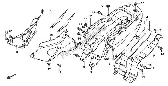 Alle onderdelen voor de Stoelbekleding En Zijbekleding van de Honda XL 1000V 2005