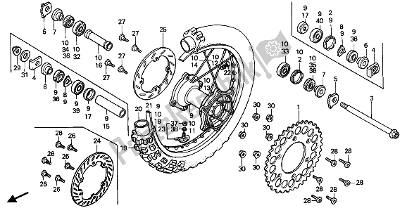 Todas las partes para Rueda Trasera de Honda CR 250R 1987