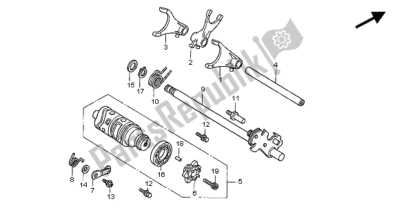 All parts for the Gearshift Drum of the Honda CBF 500 2004