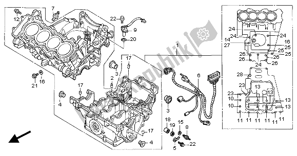 All parts for the Crankcase of the Honda CBR 600F 2004