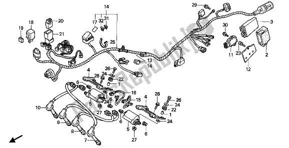 All parts for the Wire Harness of the Honda CBR 600F 1992