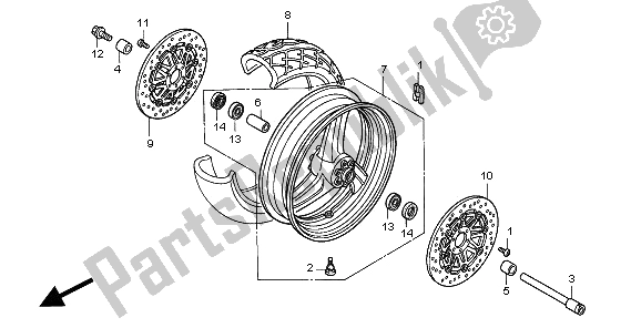 Tutte le parti per il Ruota Anteriore del Honda VTR 1000F 2006