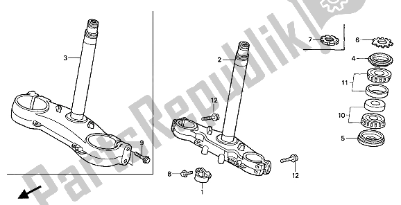 Todas las partes para Vástago De Dirección de Honda CR 125R 1991